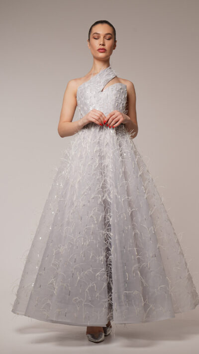 feathers Grey Dress